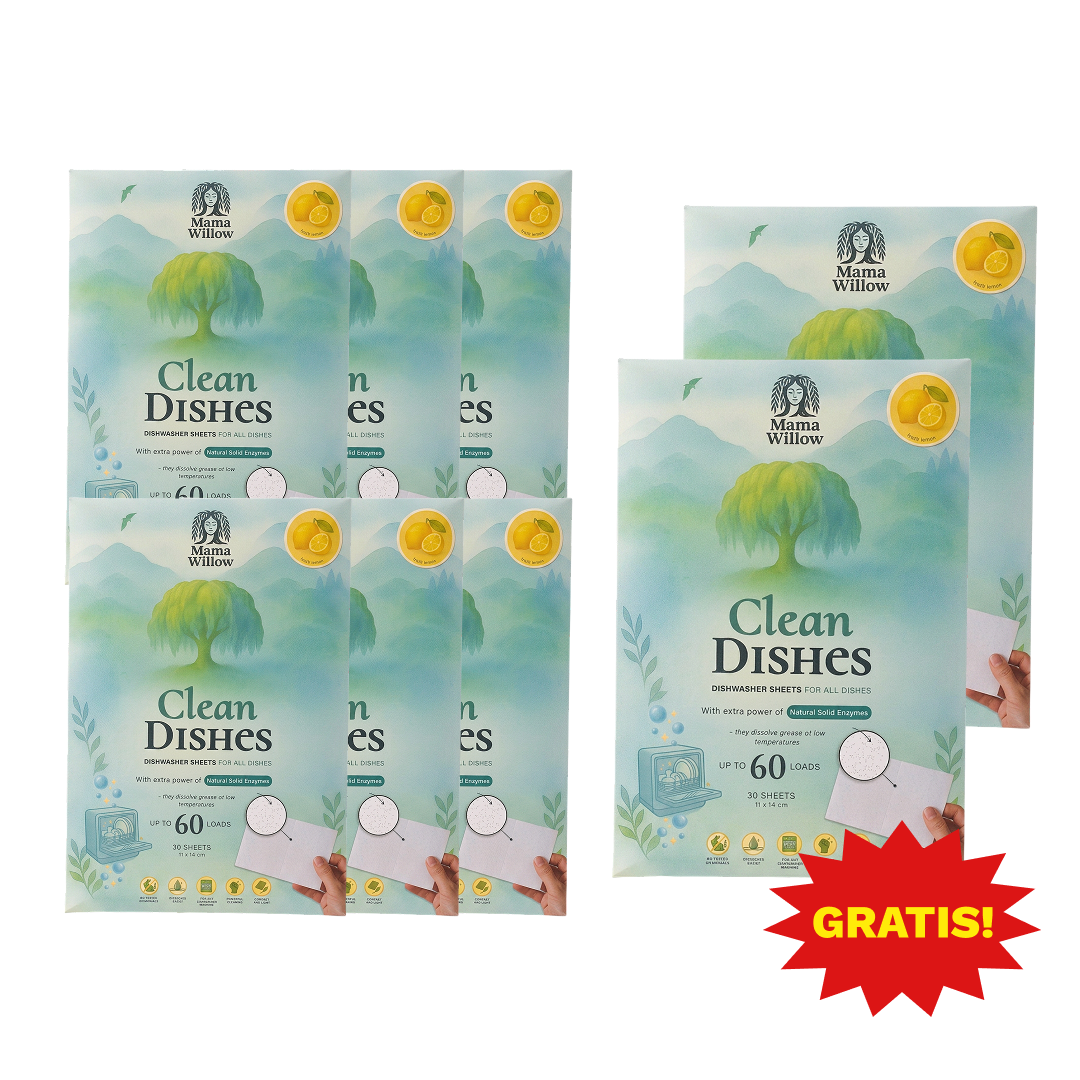 MamaWillow Clean Dishes Zitrone – Teilen-Paket mit 6 + 2 Gratis-Packungen