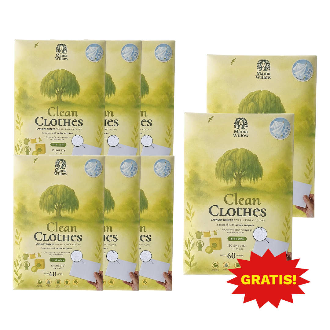 MamaWillow Clean Clothes Leinen – Teilen-Paket mit 6 + 2 Gratis-Packungen
