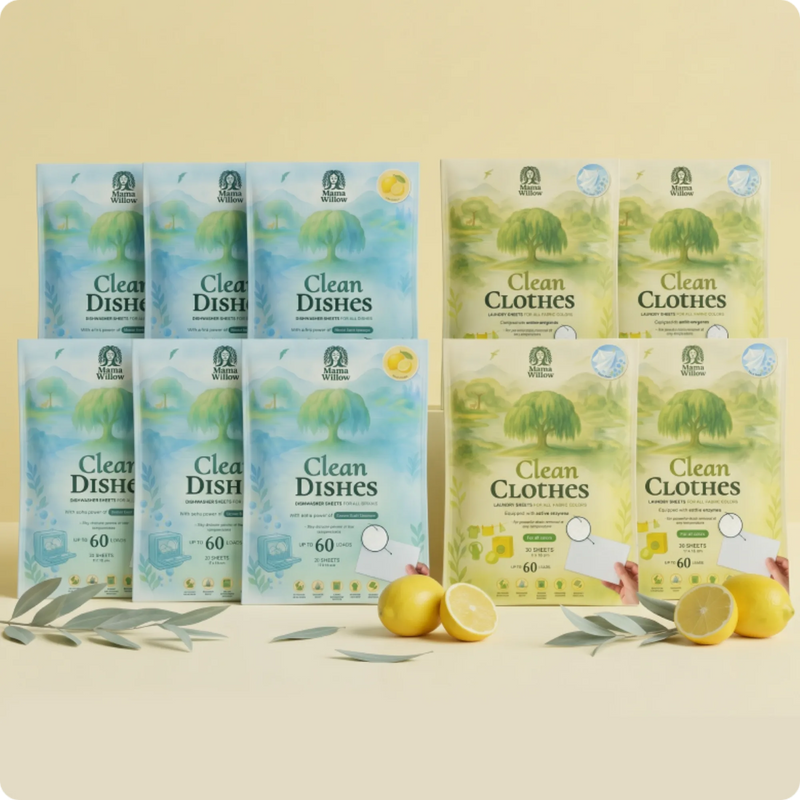 6 Packungen Wäsche + 6 Packungen Geschirr