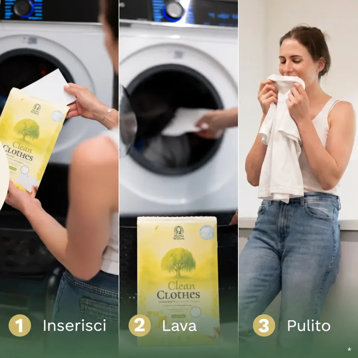 Set scorta di fogli di detersivo per bucato MamaWillow 3+1