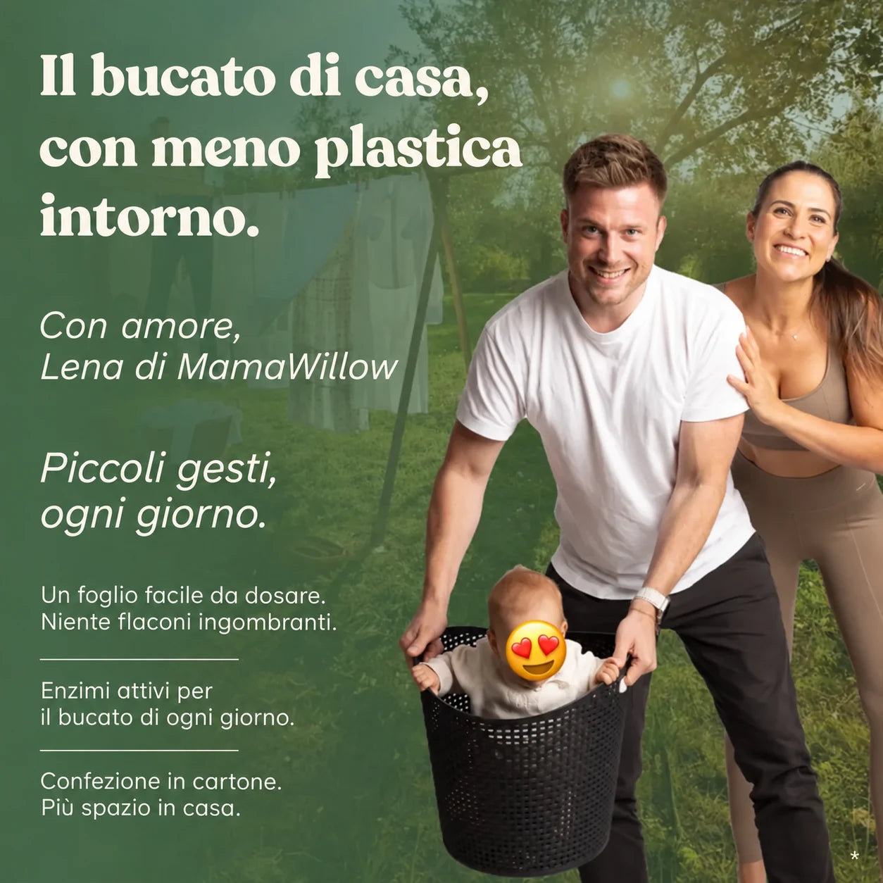 Set scorta di fogli di detersivo per bucato MamaWillow 3+1